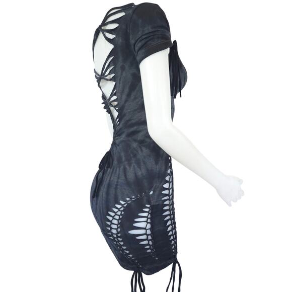 TEMPTRESS COLLECTION - LARGE - Midnight Mist Blue Hue Dress - Intricate Cuts - Picture 7 of 7